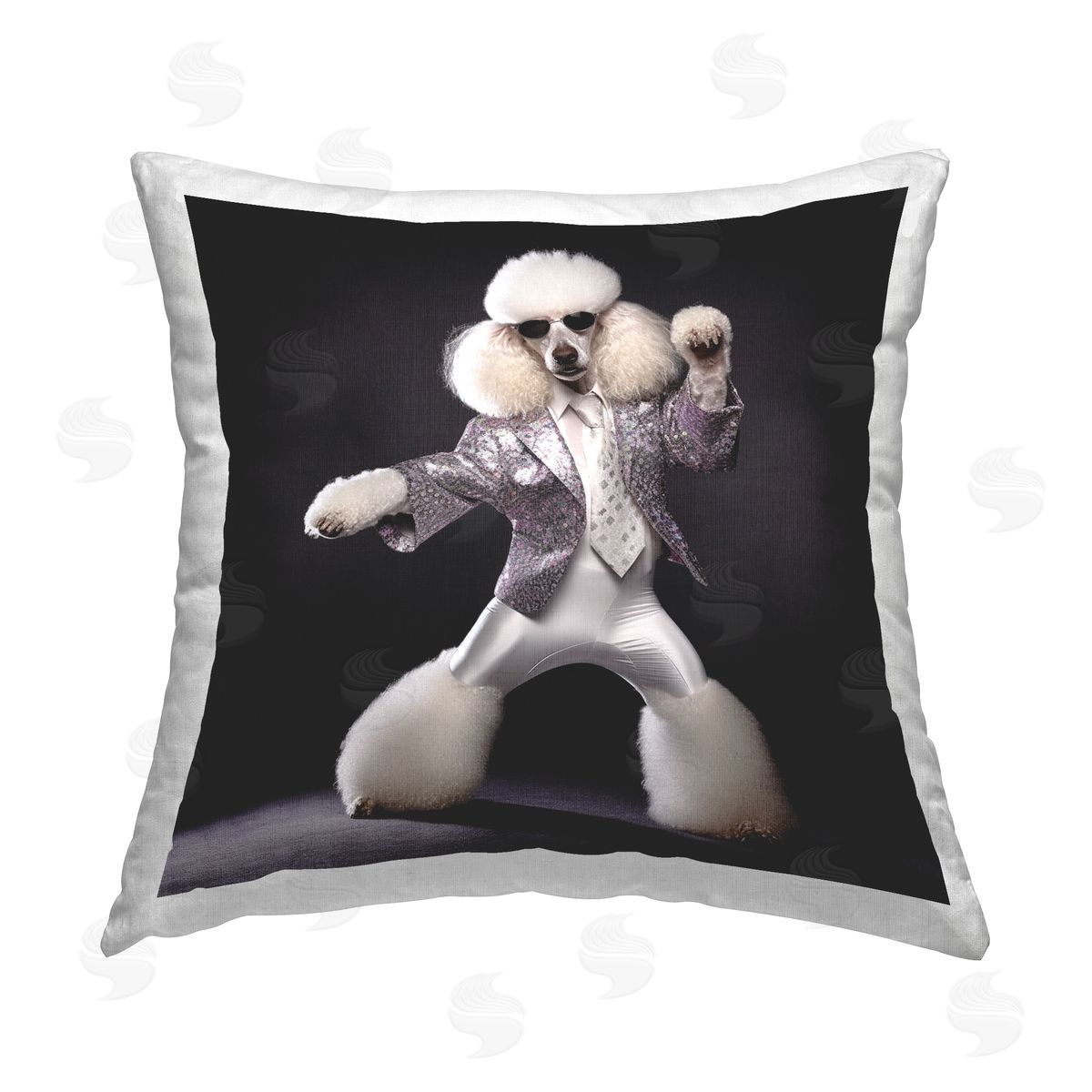 Roozbeh Trendy Poodle Dancing Printed Plush Polyester Throw Pillow