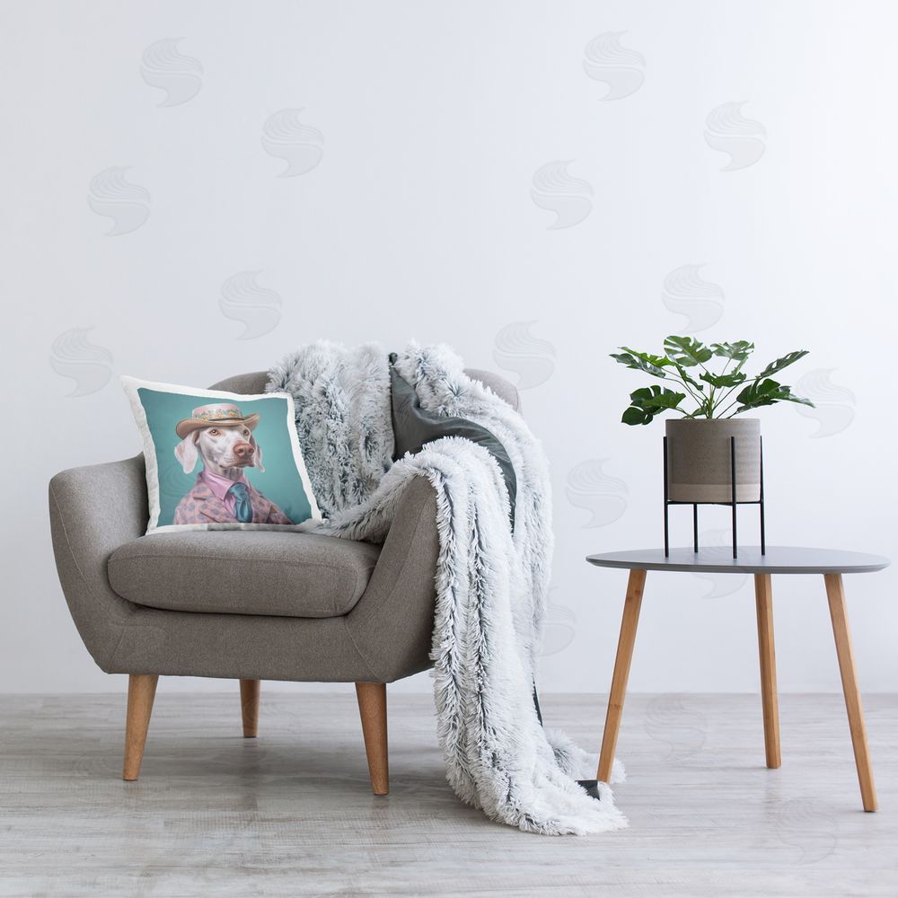 Roozbeh Chic Dog Fashion Printed Plush Polyester Throw Pillow On Chair