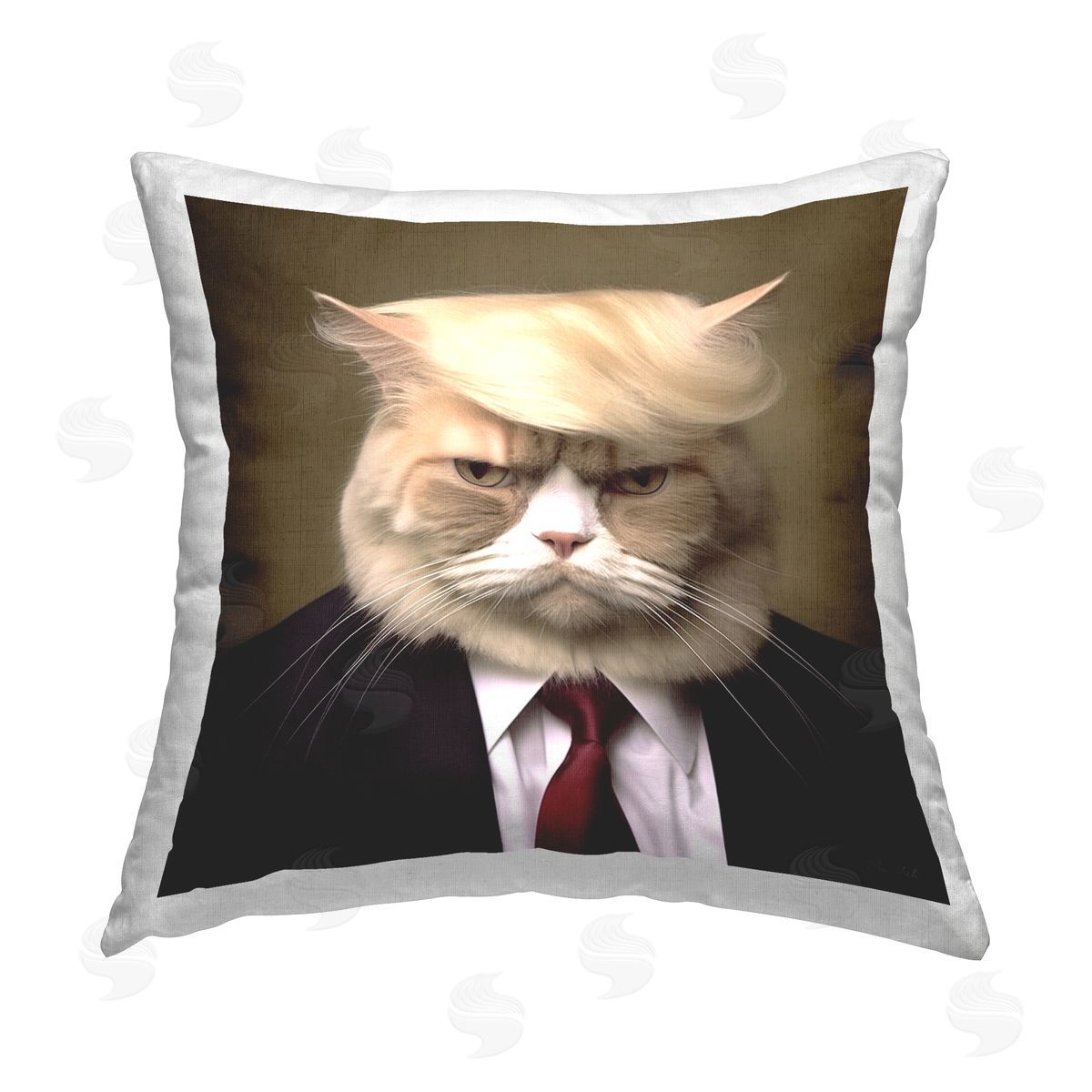 Roozbeh Funny Trump Cat Printed Plush Polyester Throw Pillow