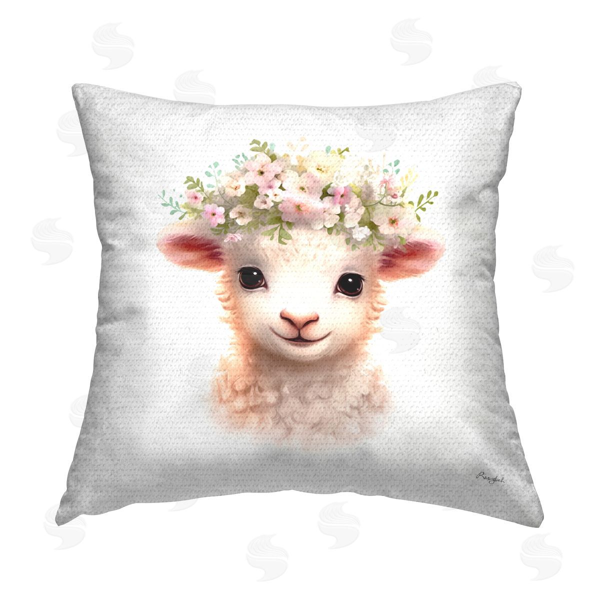 Roozbeh Floral Baby Lamb Outdoor Quick-Dry Polyester Printed Throw Pillow
