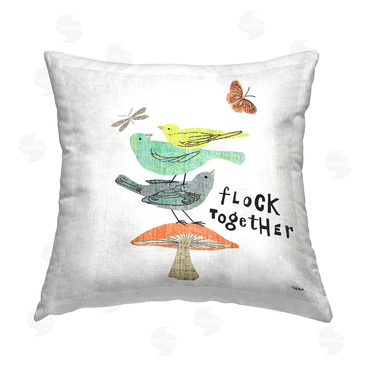 Sue Schlabach Flock Together Nature Printed Plush Polyester Throw Pillow