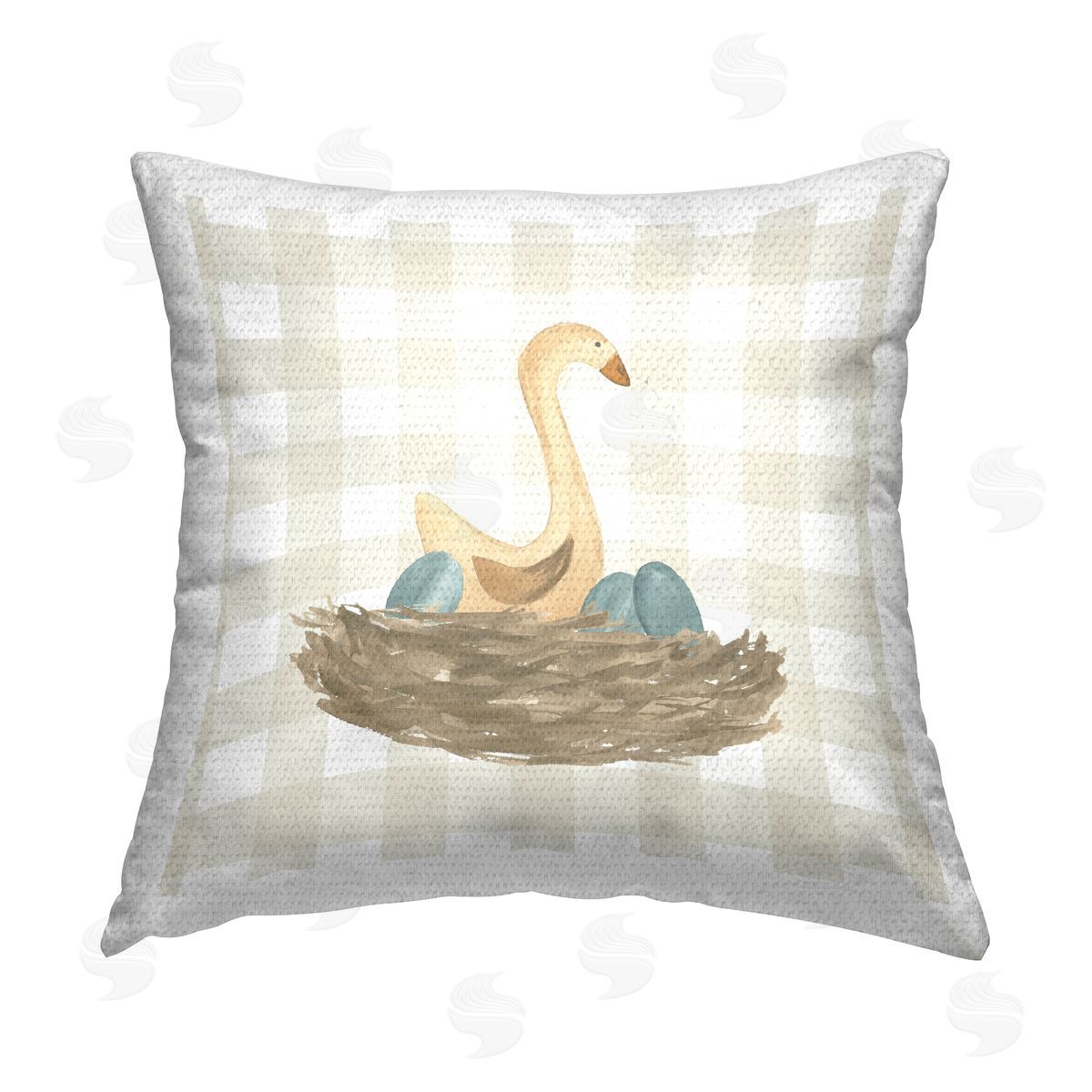Lucille Price Gingham Goose Nest Outdoor Quick-Dry Polyester Printed Throw Pillow