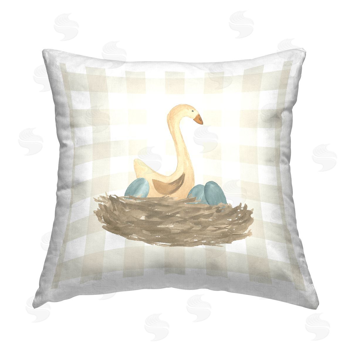 Lucille Price Gingham Goose Nest Printed Plush Polyester Throw Pillow