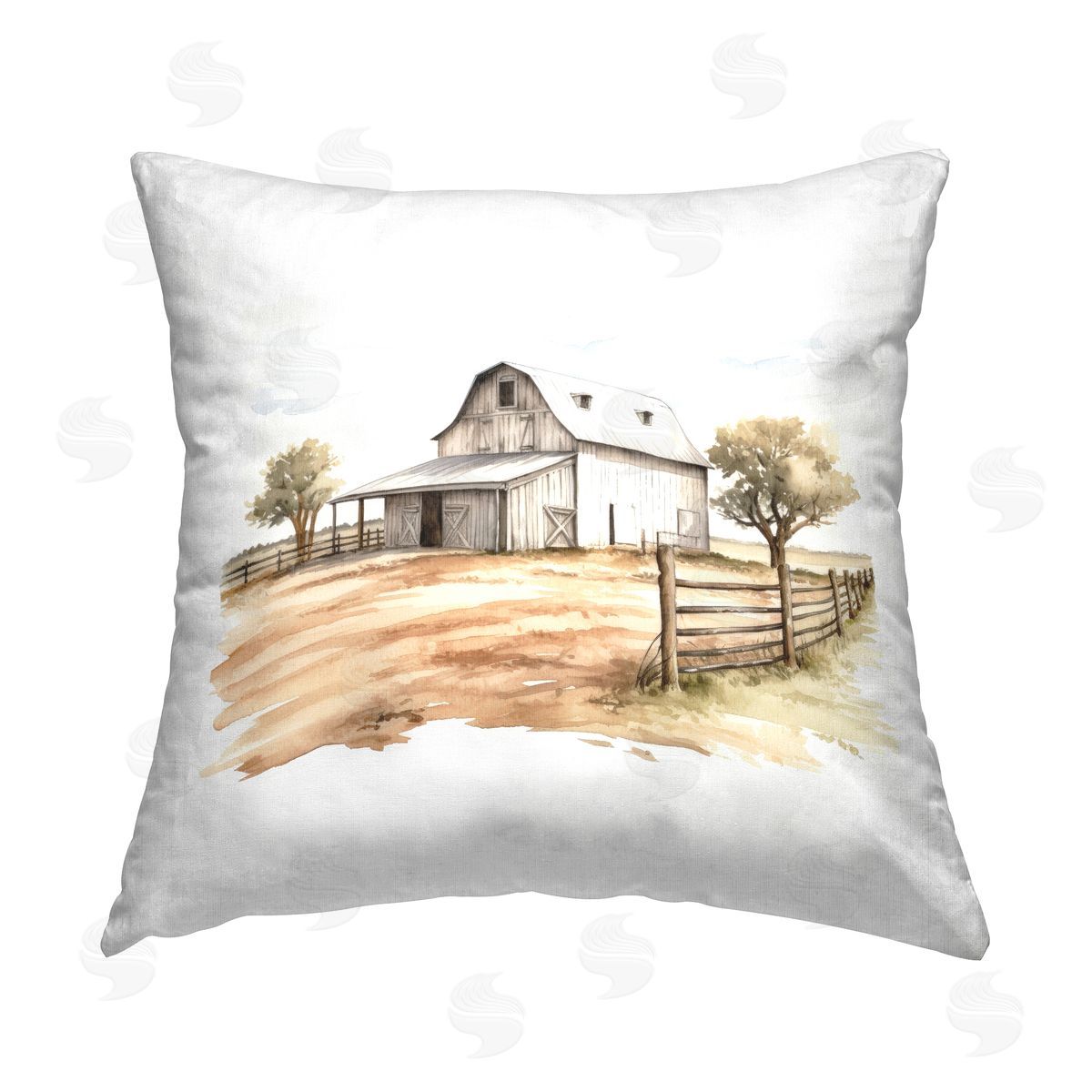 Ray Powers Rural Barn Landscape Printed Plush Polyester Throw Pillow