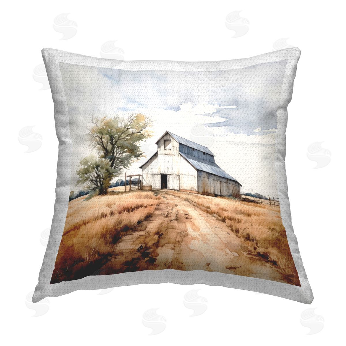 Ray Powers Countryside Barn Scenery Outdoor Quick-Dry Polyester Printed Throw Pillow