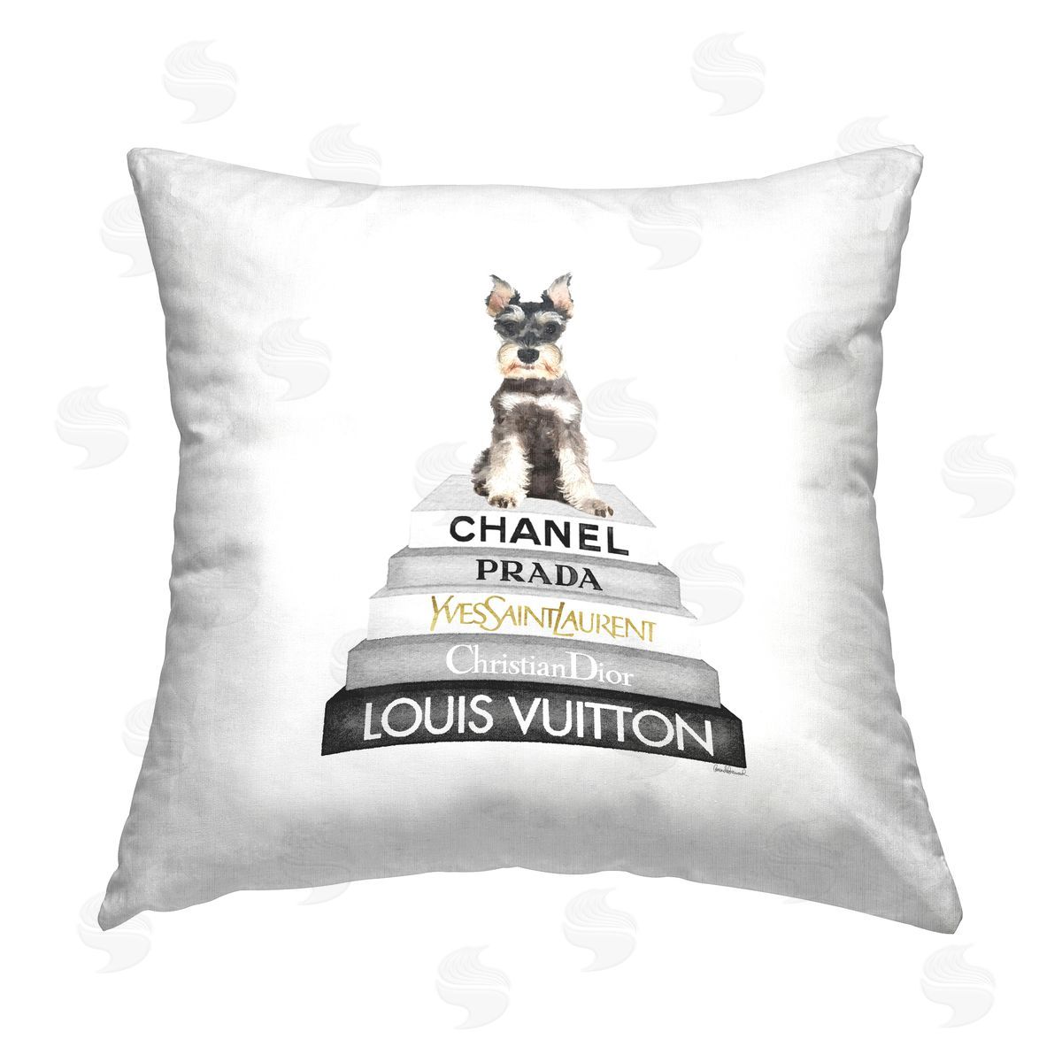 Amanda Greenwood Terrier & Glam Books Printed Plush Polyester Throw Pillow