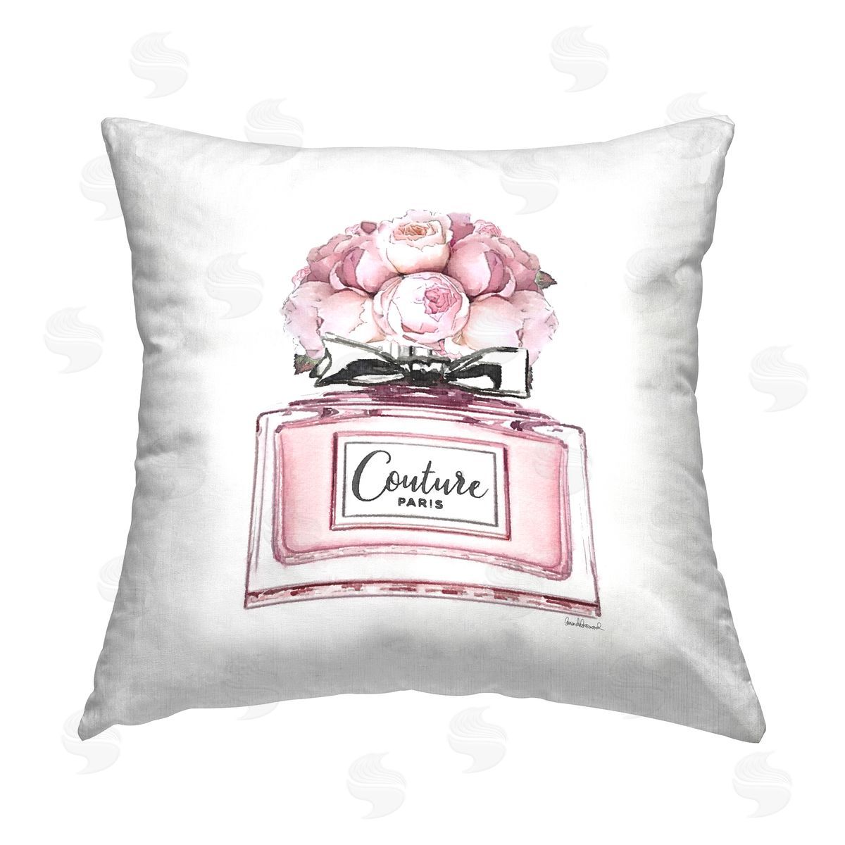Amanda Greenwood Pink Roses Perfume Printed Plush Polyester Throw Pillow