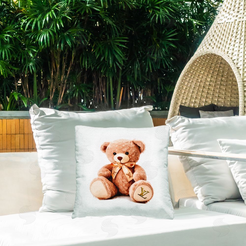 Amanda Greenwood Fashion Brand Bear Outdoor Quick-Dry Polyester Printed Throw Pillow in Back Yard