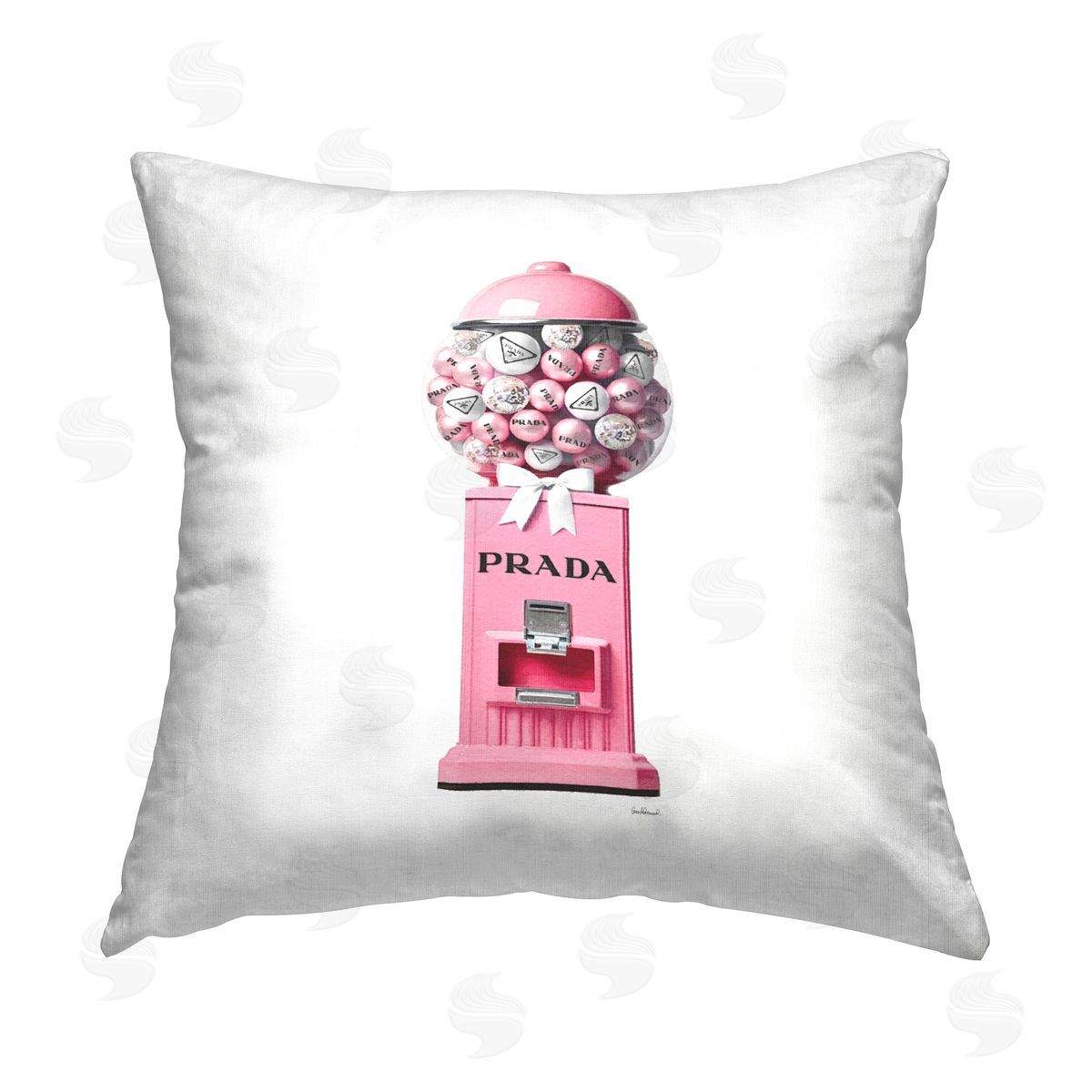 Amanda Greenwood Pink Fashion Gumballs Printed Plush Polyester Throw Pillow