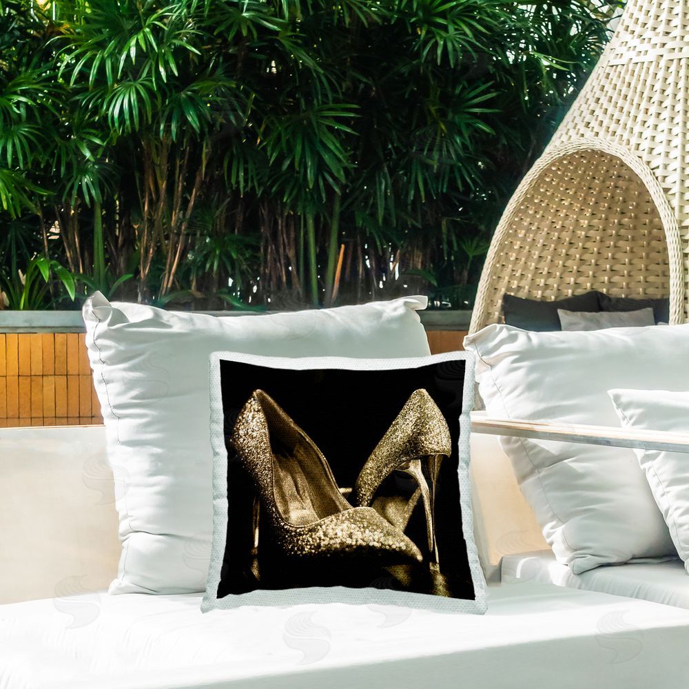 Kim Allen Gleaming Fashion Heels Outdoor Quick-Dry Polyester Printed Throw Pillow in Back Yard