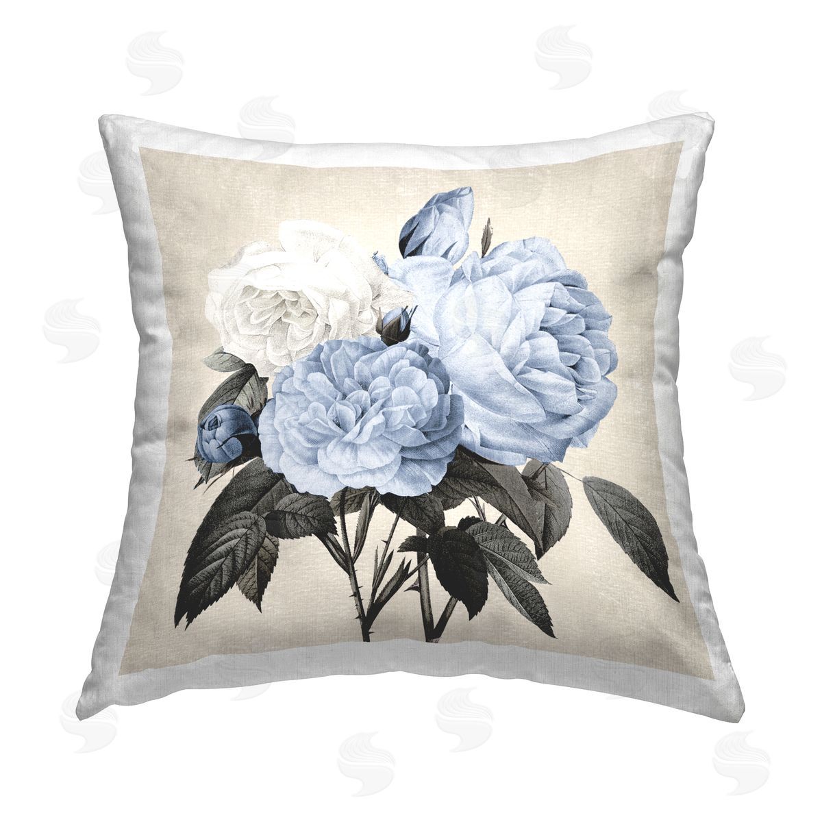 Kelly Donovan Blue Roses Bouquet Printed Plush Polyester Throw Pillow