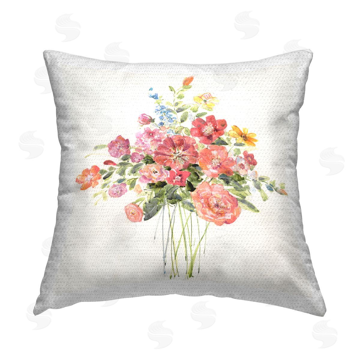 Sally Swatland Mixed Cottage Blooms Outdoor Quick-Dry Polyester Printed Throw Pillow