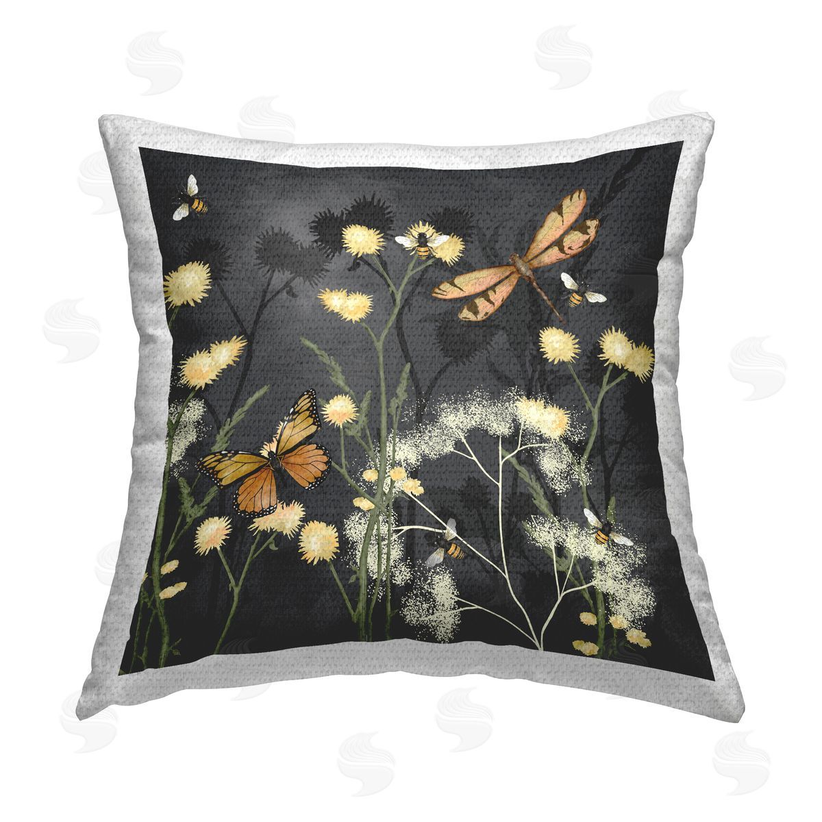 Jade Reynolds Insects in Meadow Outdoor Quick-Dry Polyester Printed Throw Pillow
