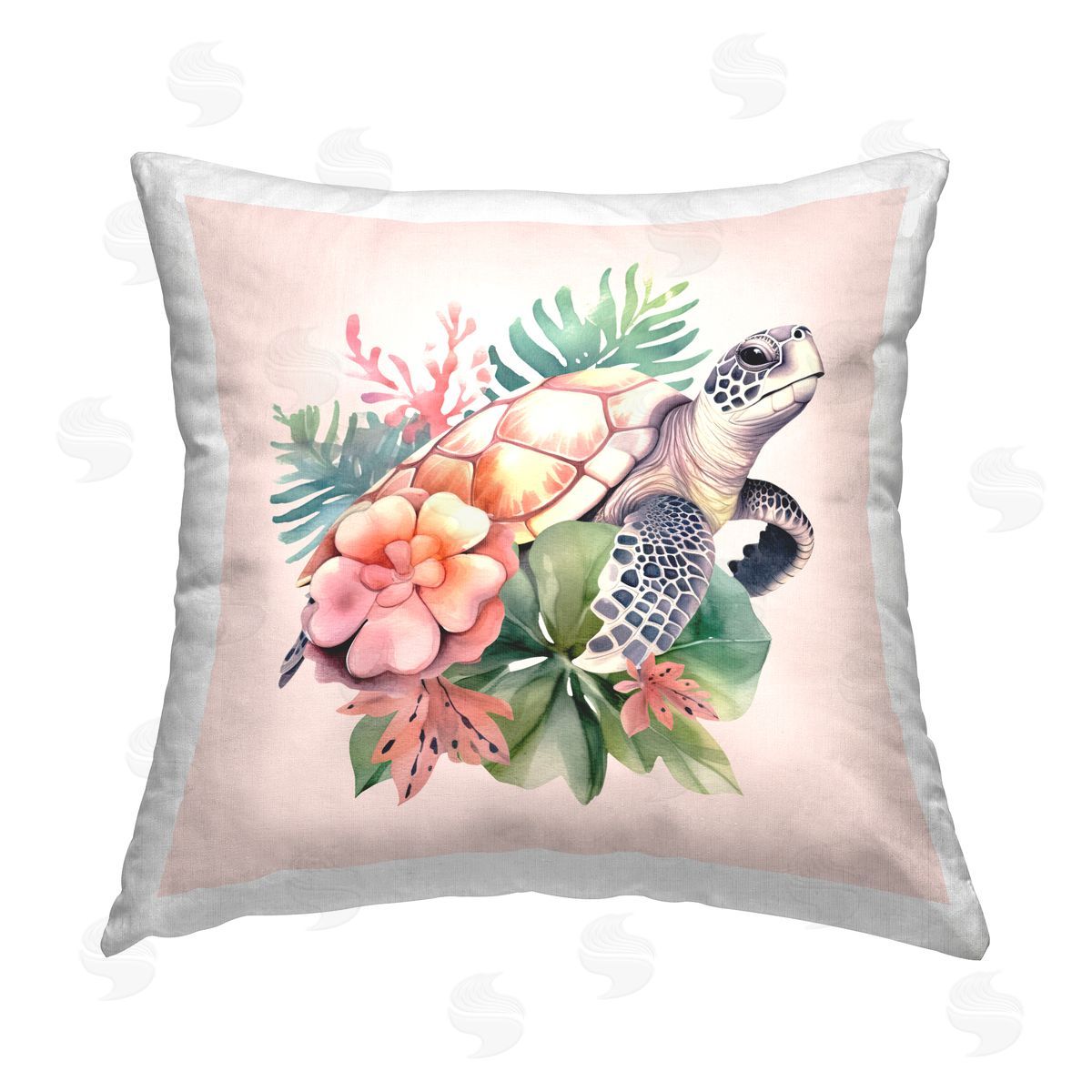 Birch & Ink Tropical Sea Turtle Printed Plush Polyester Throw Pillow