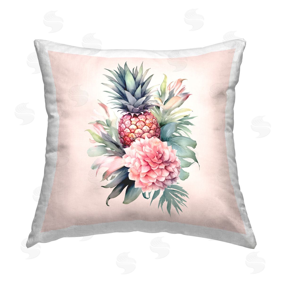 Birch & Ink Tropical Floral Pineapple Printed Plush Polyester Throw Pillow