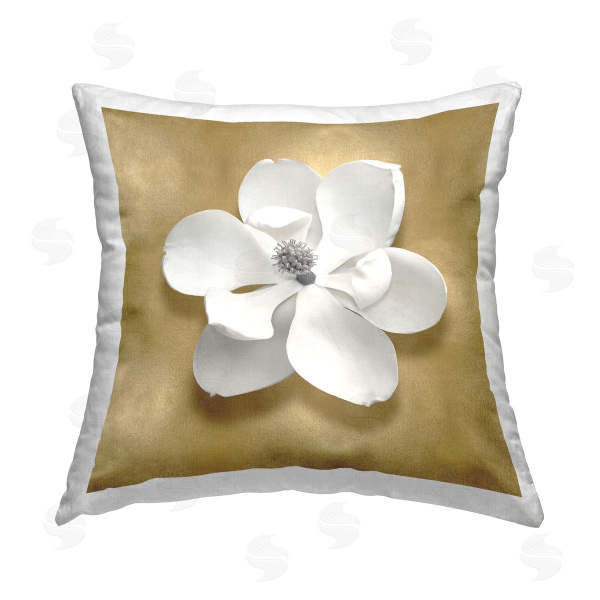 Caroline Kelly Glam & White Flower Printed Plush Polyester Throw Pillow