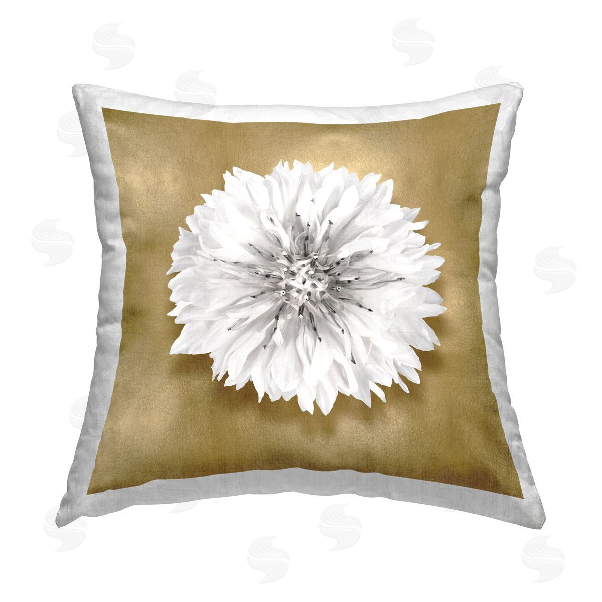 Caroline Kelly Glam & White Dahlia Printed Plush Polyester Throw Pillow