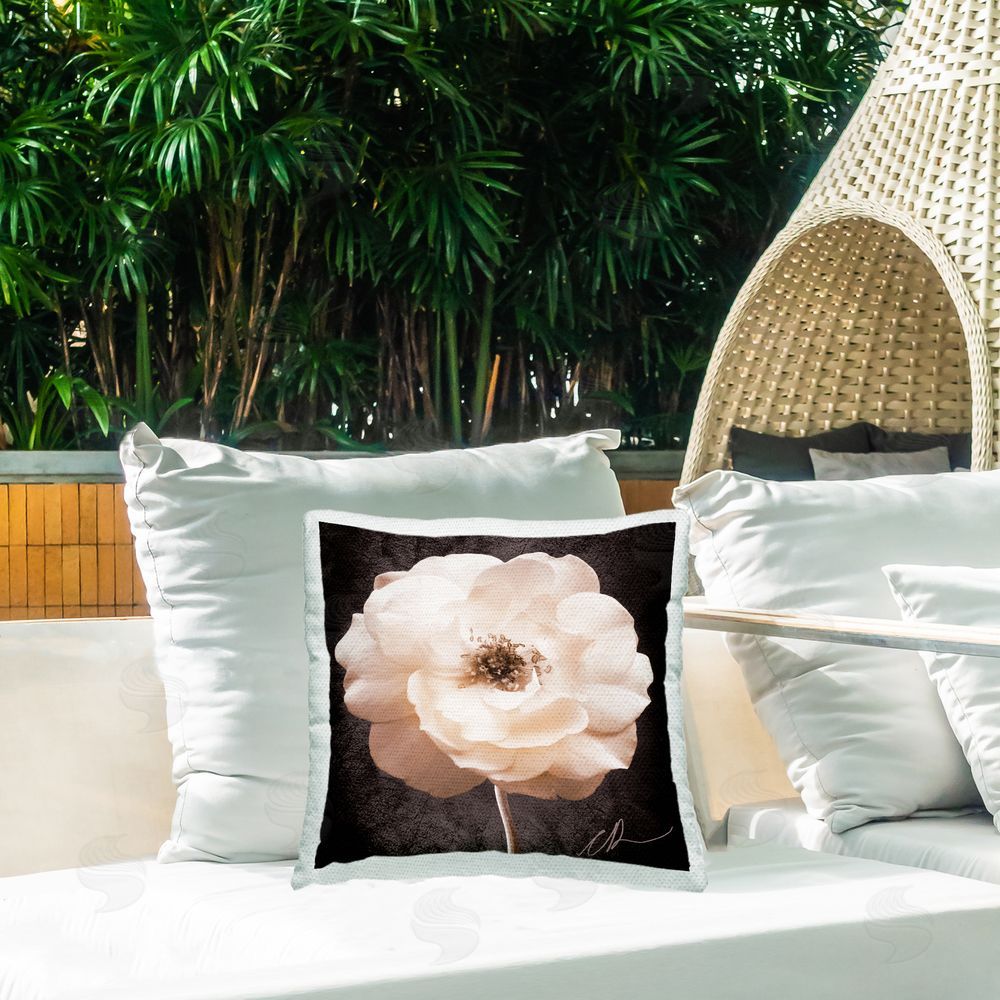 Christine Zalewski Vintage Rose Bloom Outdoor Quick-Dry Polyester Printed Throw Pillow in Back Yard