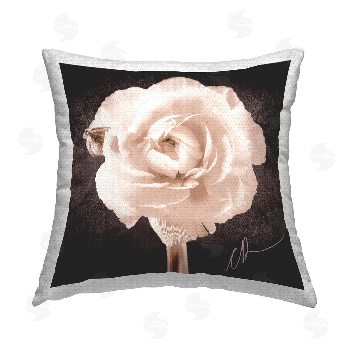 Christine Zalewski Rose Blossom on Grey Outdoor Quick-Dry Polyester Printed Throw Pillow