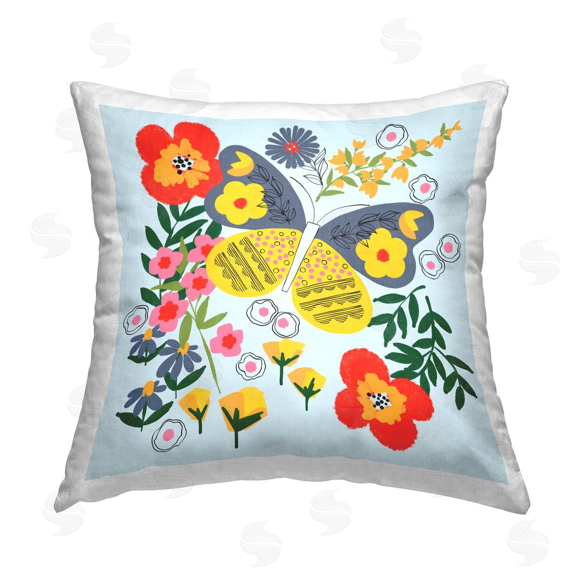 Pragya Kothari Modern Fluttering Blooms Printed Plush Polyester Throw Pillow