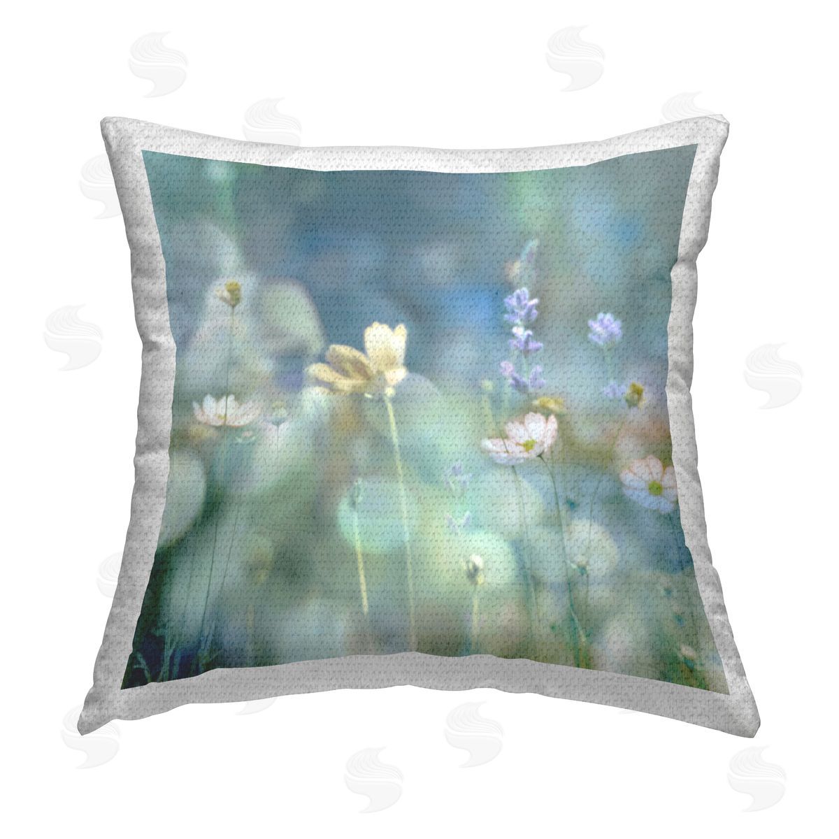 Kate Carrigan Green Flower Meadow Outdoor Quick-Dry Polyester Printed Throw Pillow