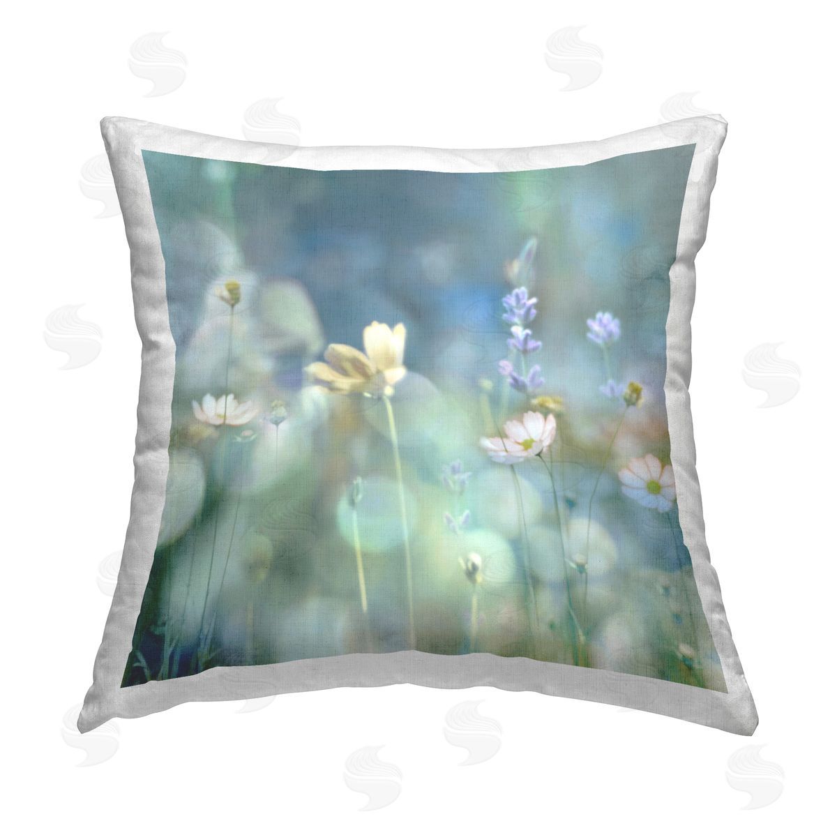 Kate Carrigan Green Flower Meadow Printed Plush Polyester Throw Pillow