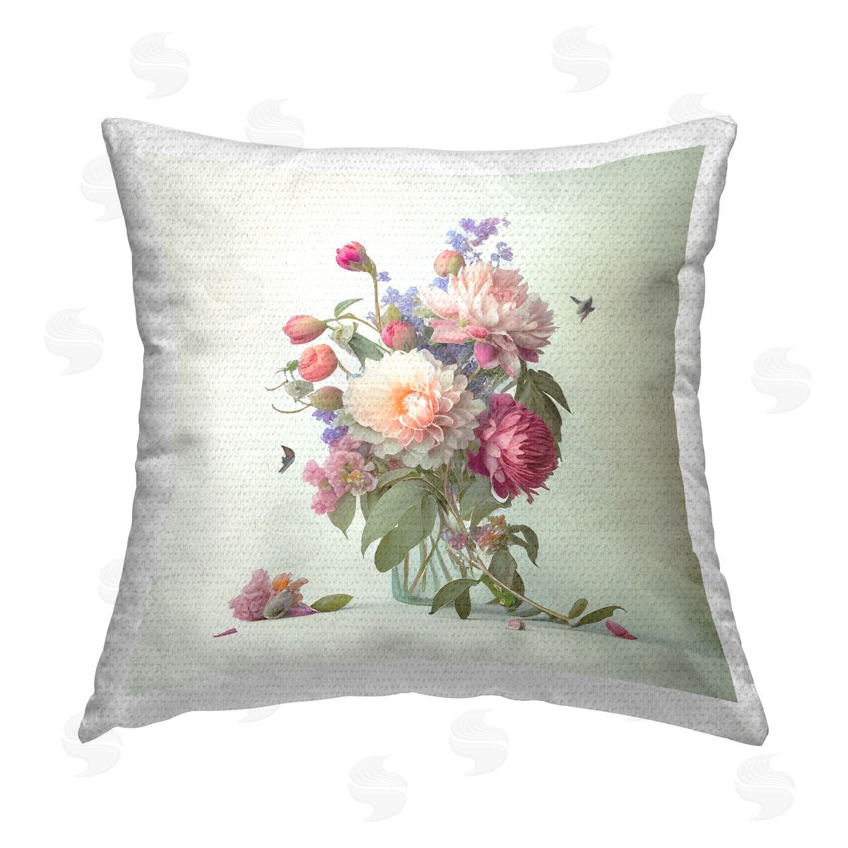 Leah McLean Budding Dahlia Bouquet Outdoor Quick-Dry Polyester Printed Throw Pillow
