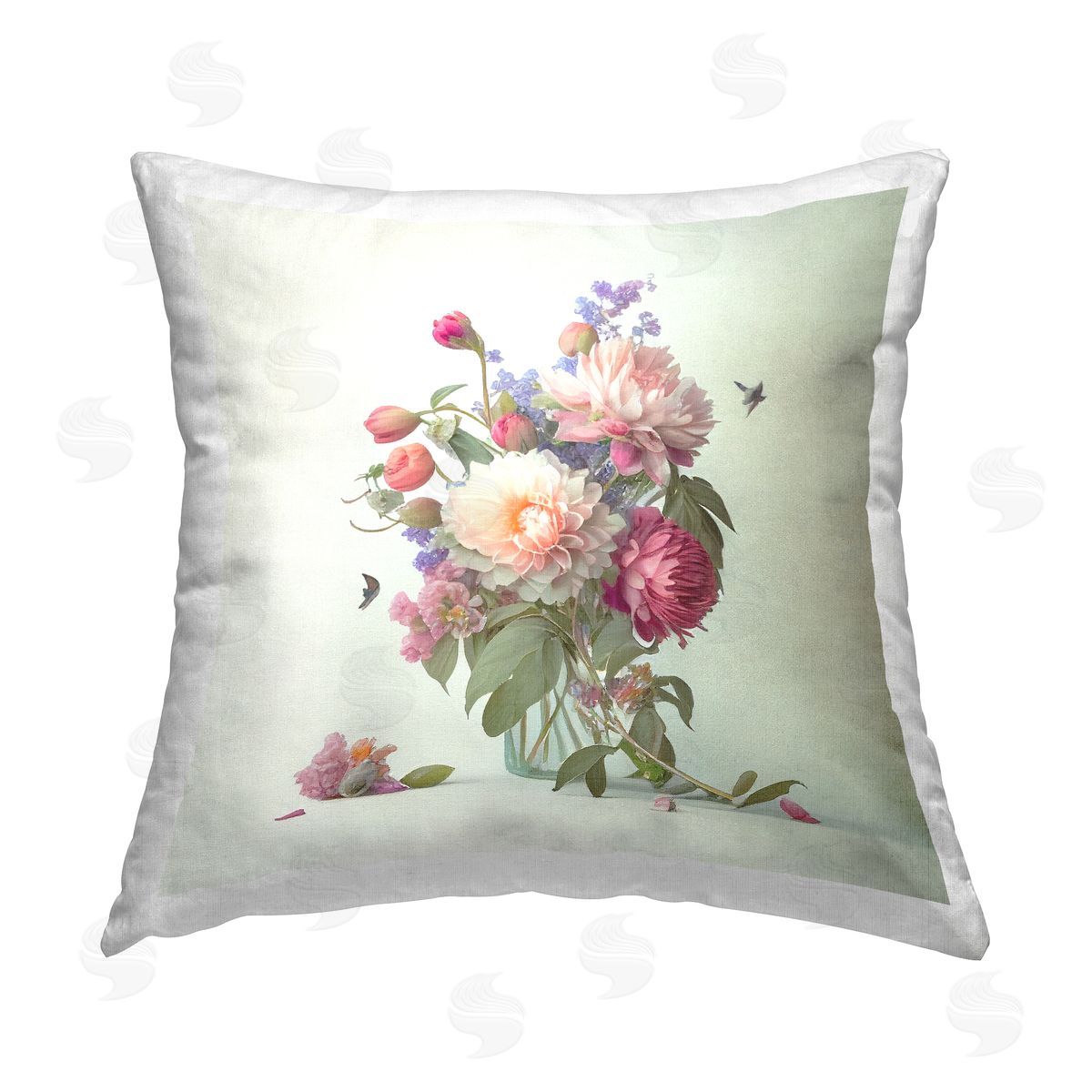 Leah McLean Budding Dahlia Bouquet Printed Plush Polyester Throw Pillow