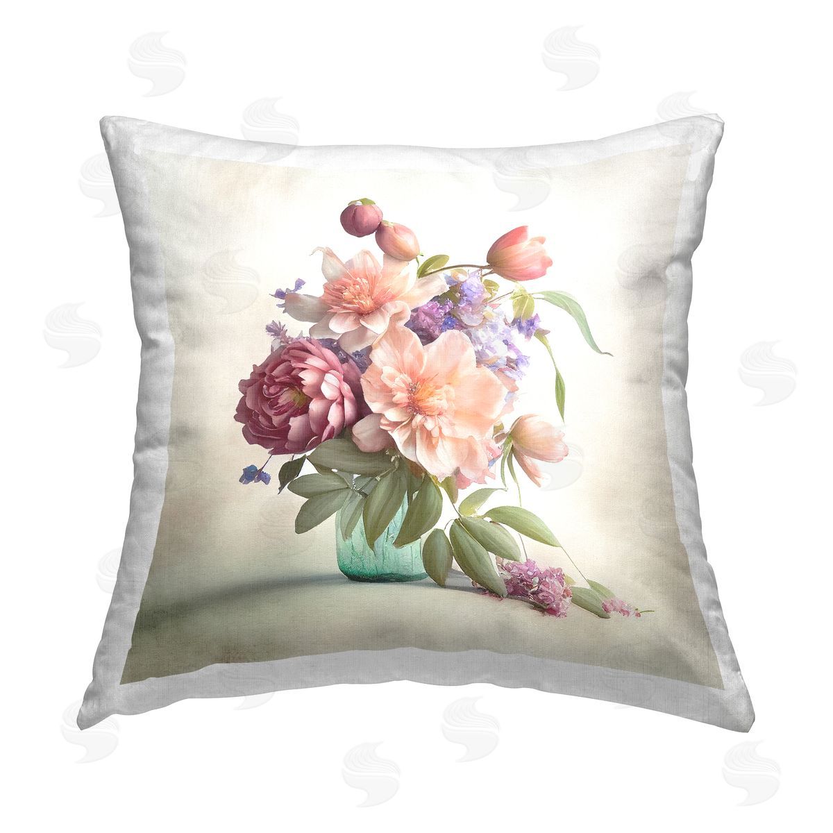 Leah McLean Various Pink Blooms Printed Plush Polyester Throw Pillow