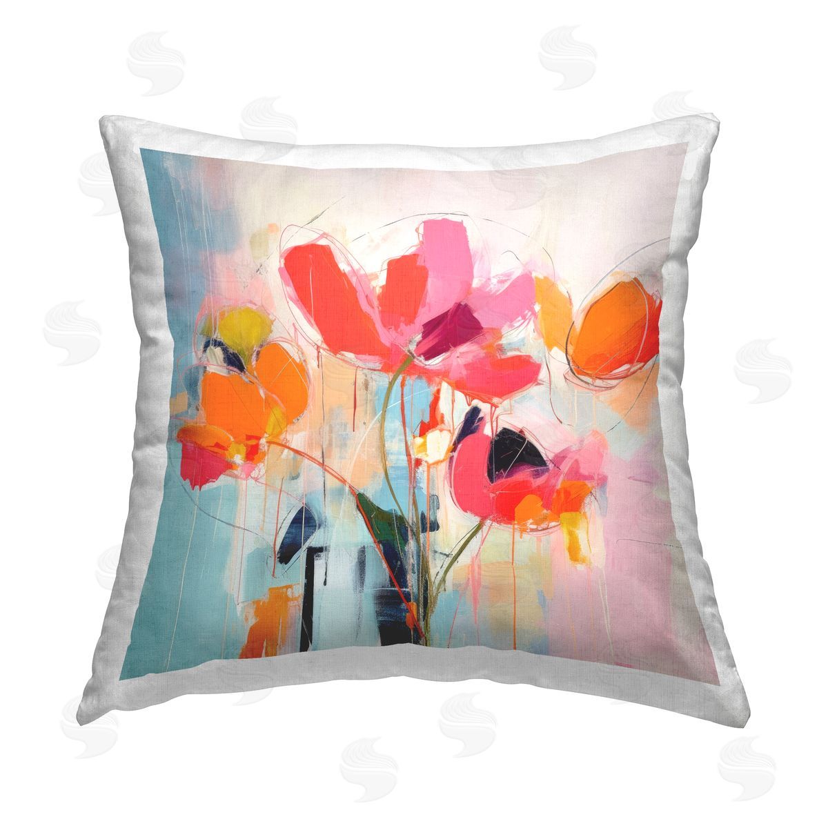 Irena Orlov Bold Abstract Flowers Printed Plush Polyester Throw Pillow