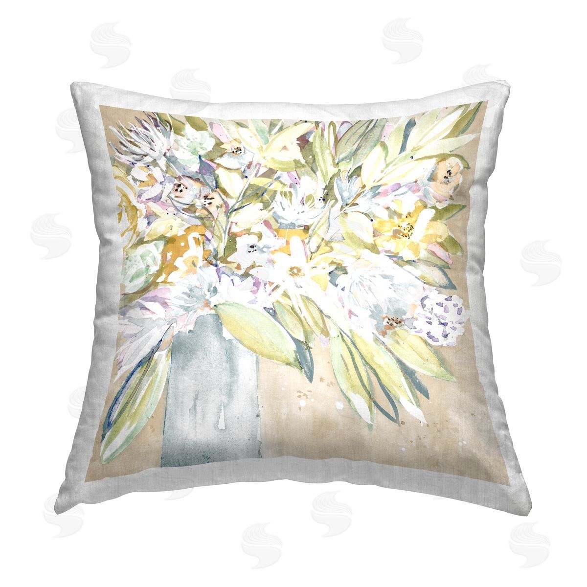 Krinlox Abstract Green Bouquet Printed Plush Polyester Throw Pillow