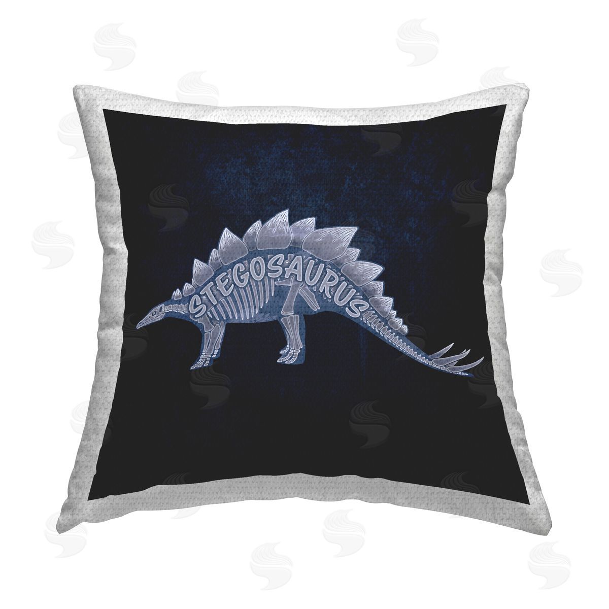Lauren Rader Blue Stegosaurus Dinosaur Outdoor Quick-Dry Polyester Printed Throw Pillow