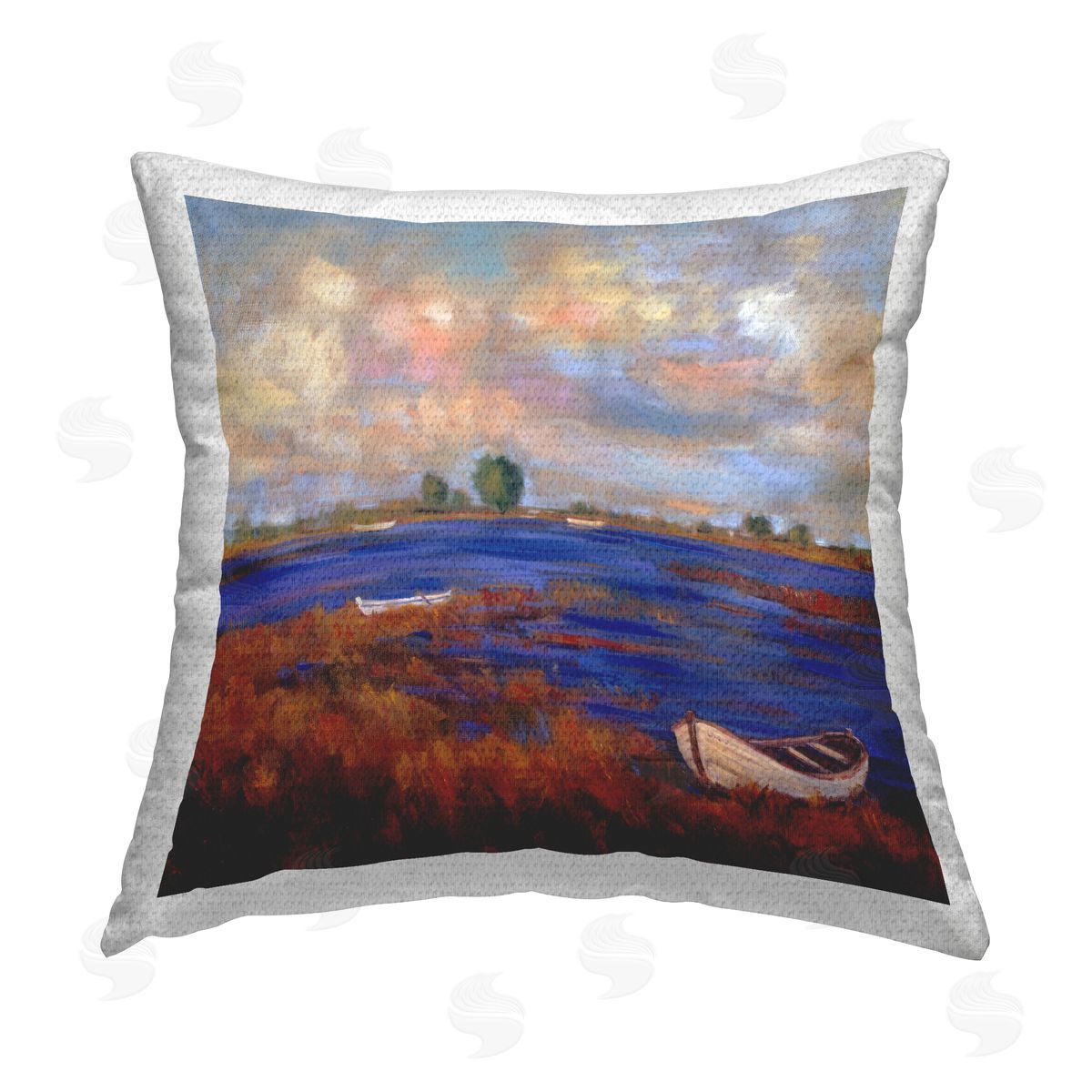 Alexi Fine Docks at Lake Scenery Outdoor Quick-Dry Polyester Printed Throw Pillow