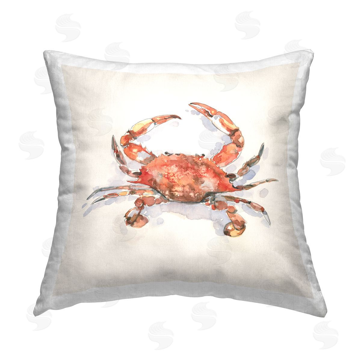 Emma Caroline Red Crab Wildlife Printed Plush Polyester Throw Pillow