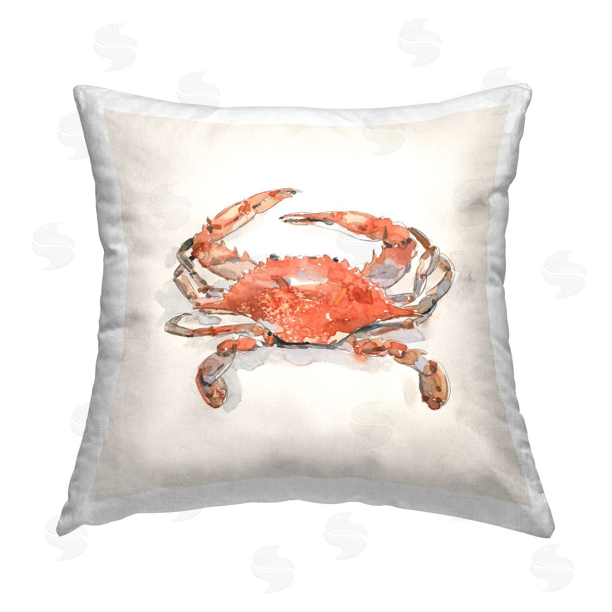 Emma Caroline Nautical Red Crab Printed Plush Polyester Throw Pillow