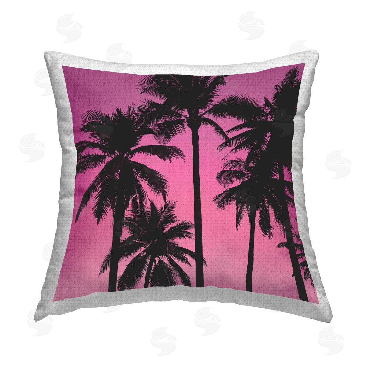 Mia Jensen Pink & Black Palms Outdoor Quick-Dry Polyester Printed Throw Pillow