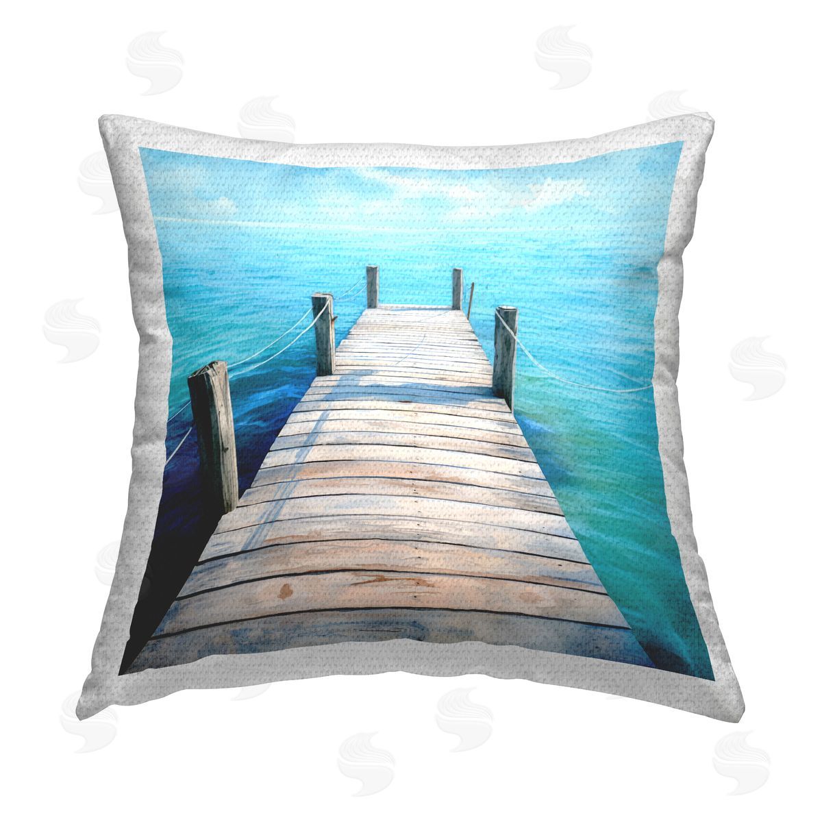Ray Powers Ocean Dock Horizon Outdoor Quick-Dry Polyester Printed Throw Pillow