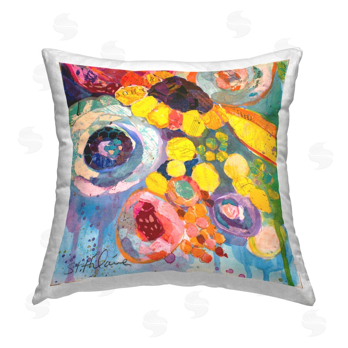 Elizabeth St. Hilaire Bold Blooms Abstract Printed Plush Polyester Throw Pillow