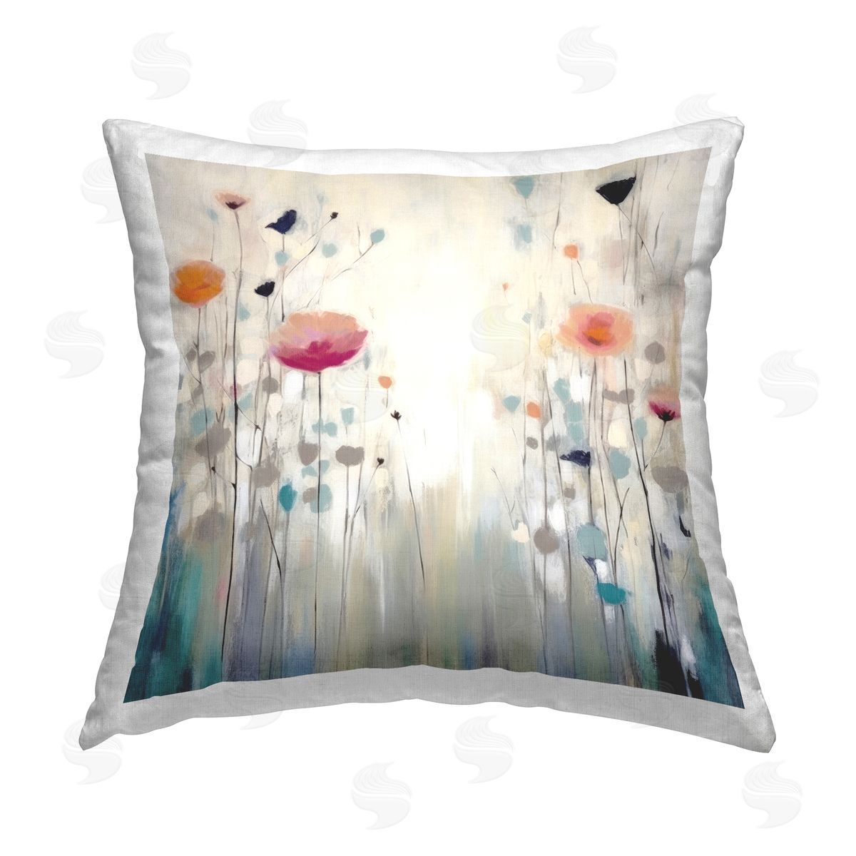 Irena Orlov Muted Flower Blooms Printed Plush Polyester Throw Pillow