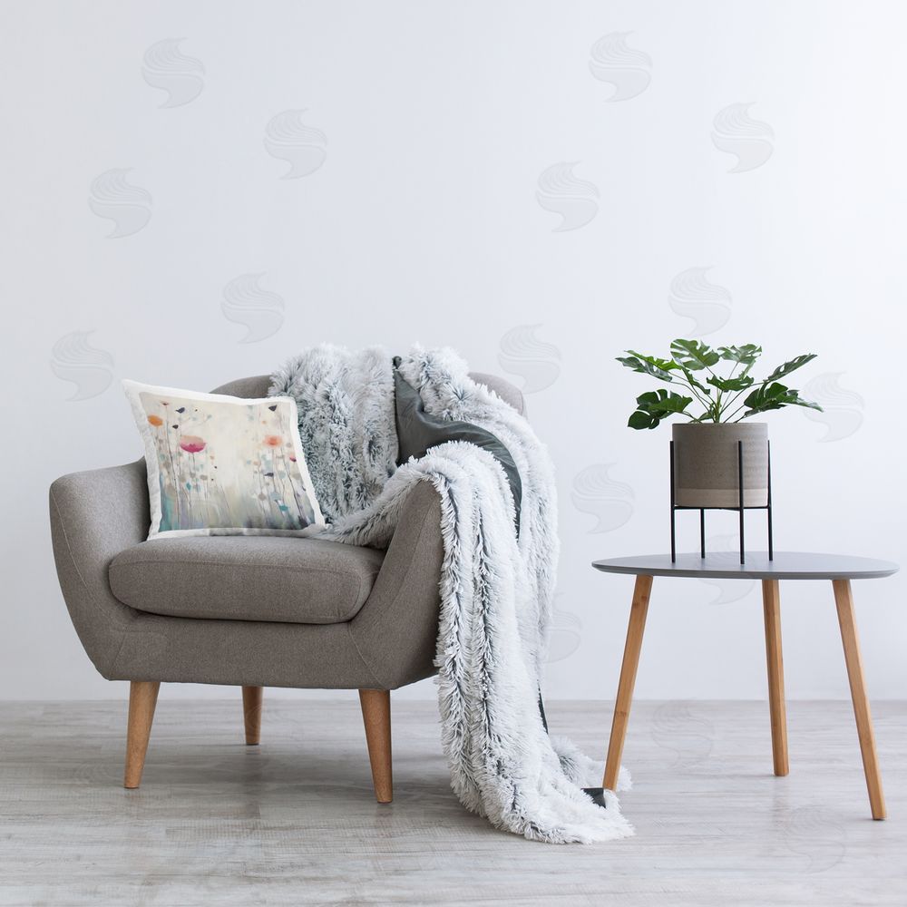 Irena Orlov Muted Flower Blooms Printed Plush Polyester Throw Pillow On Chair