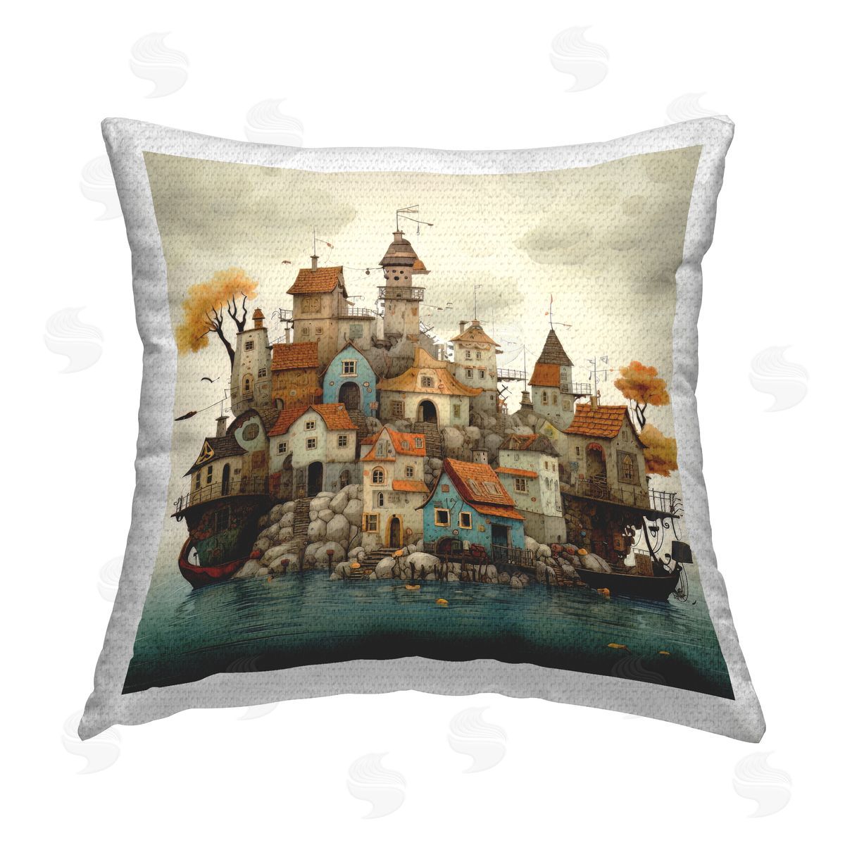 Irena Orlov Seaside Urban Town Outdoor Quick-Dry Polyester Printed Throw Pillow