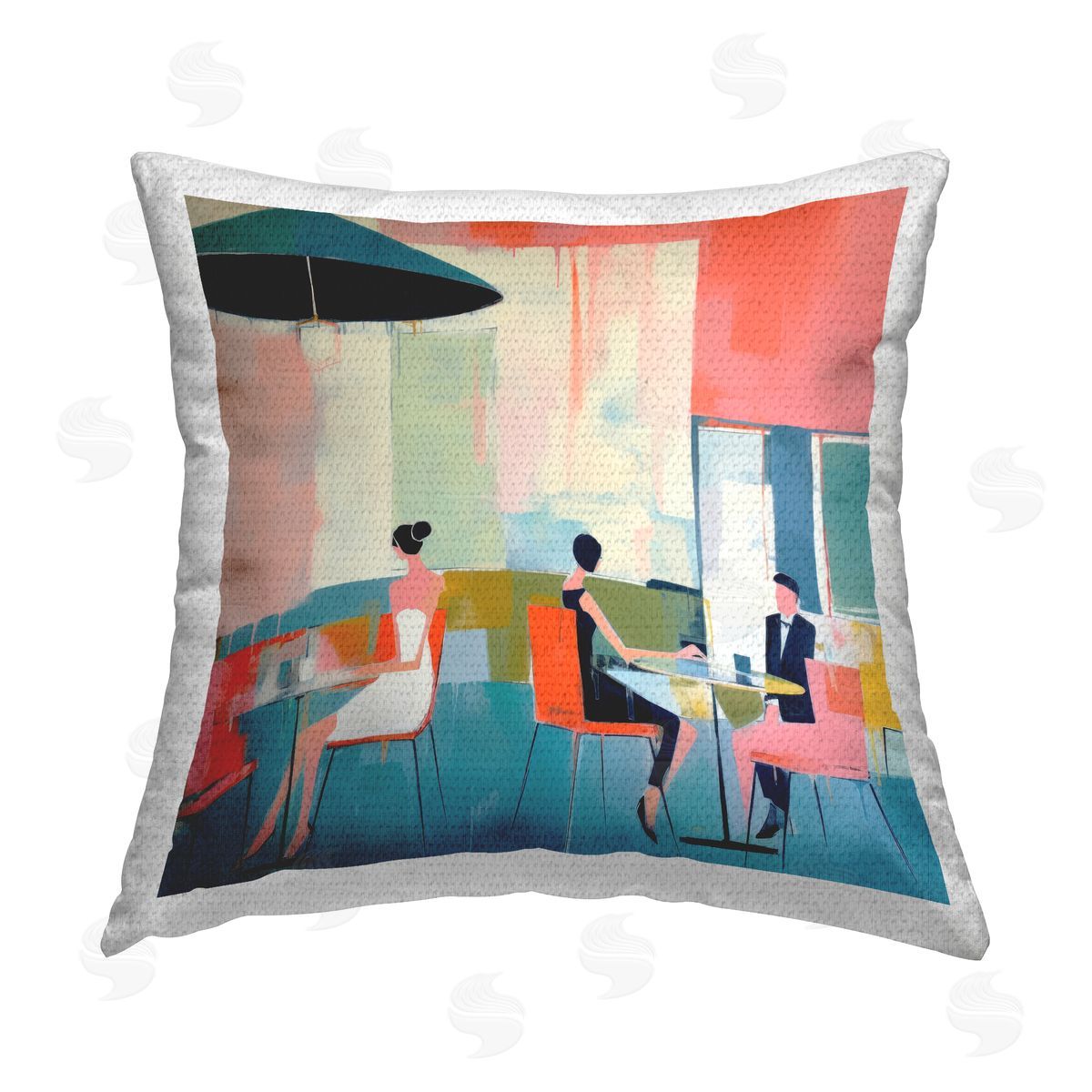 Irena Orlov People at Restaurant Outdoor Quick-Dry Polyester Printed Throw Pillow