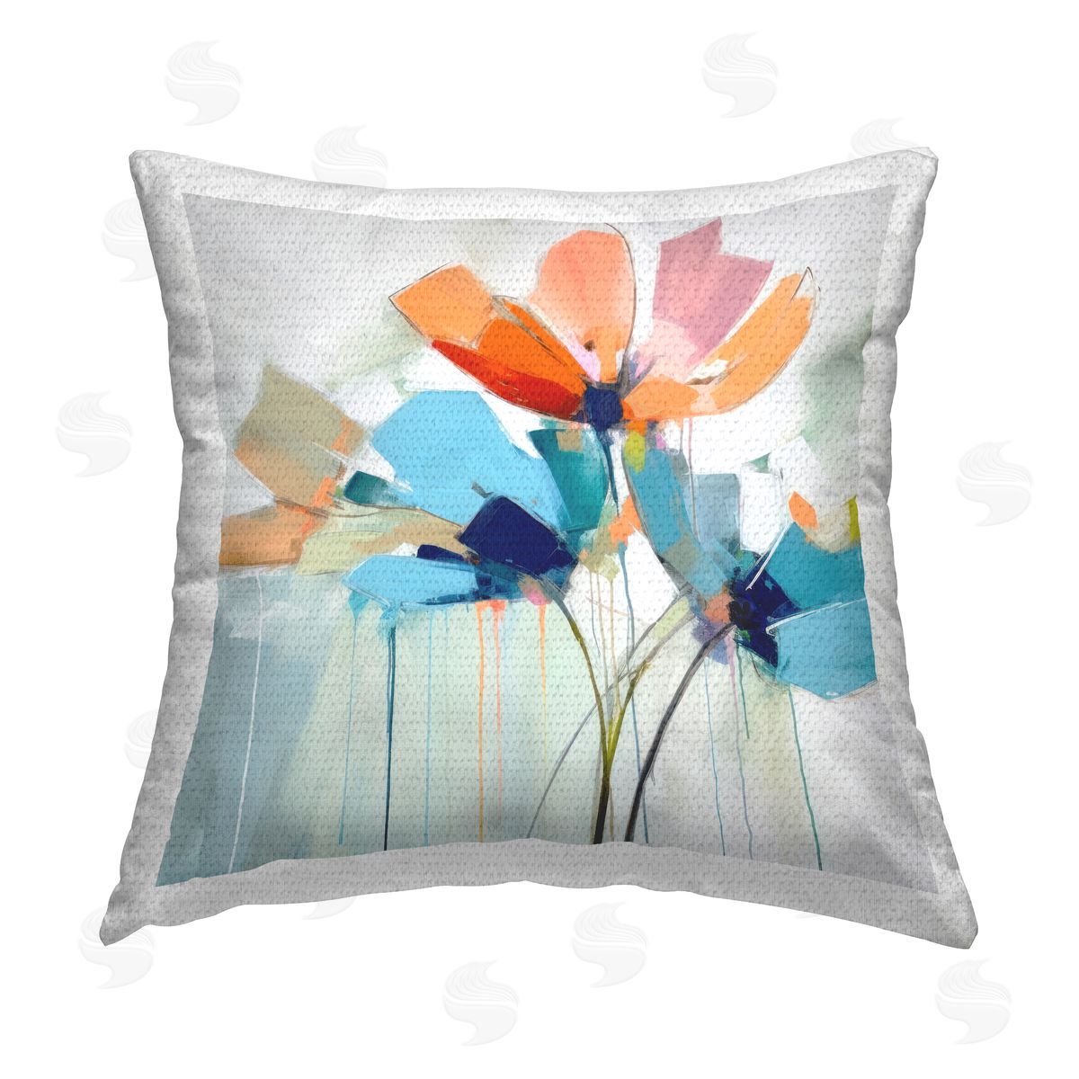 Irena Orlov Modern Splatter Flowers Outdoor Quick-Dry Polyester Printed Throw Pillow