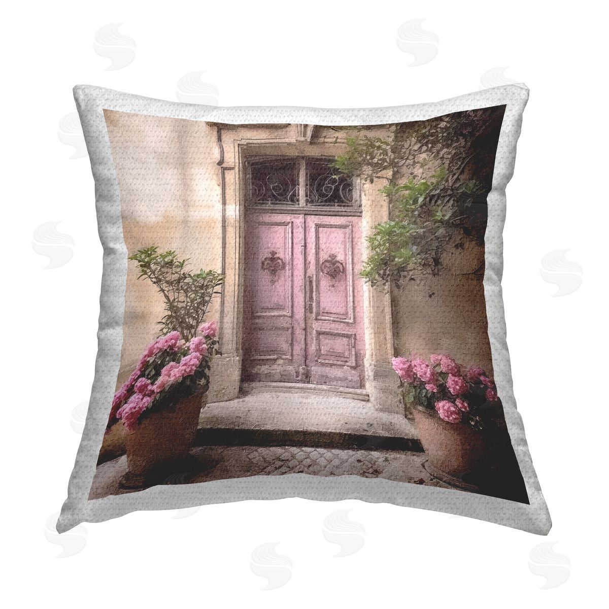 Riley B Floral French Door Outdoor Quick-Dry Polyester Printed Throw Pillow