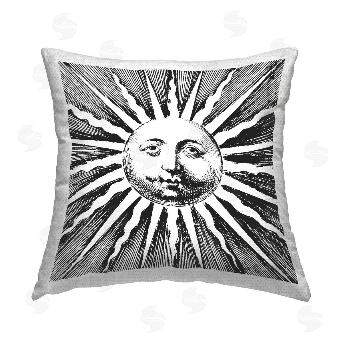 Stupell Studio Black & White Sun Outdoor Quick-Dry Polyester Printed Throw Pillow