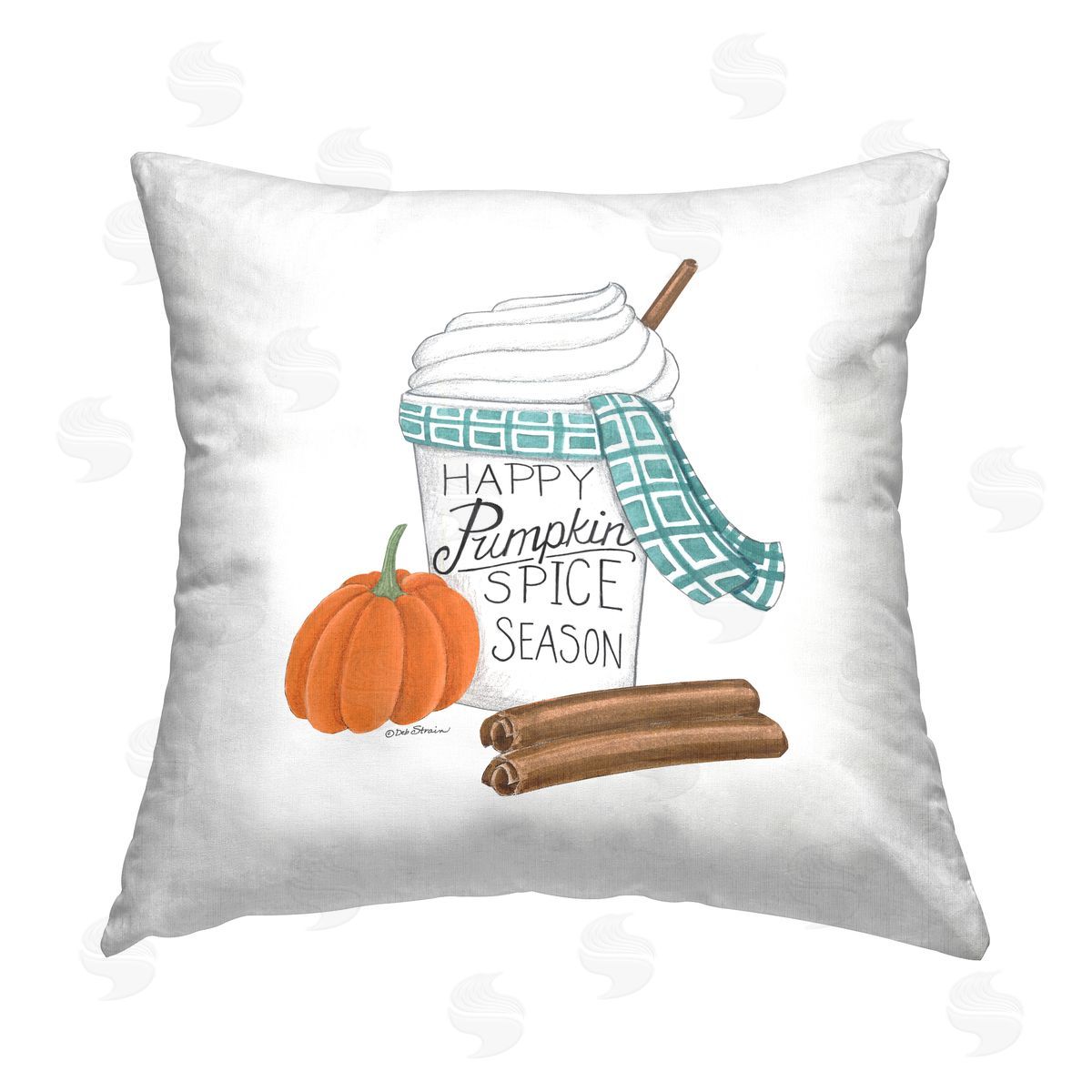 Deb Strain Pumpkin Spice Season Printed Plush Polyester Throw Pillow