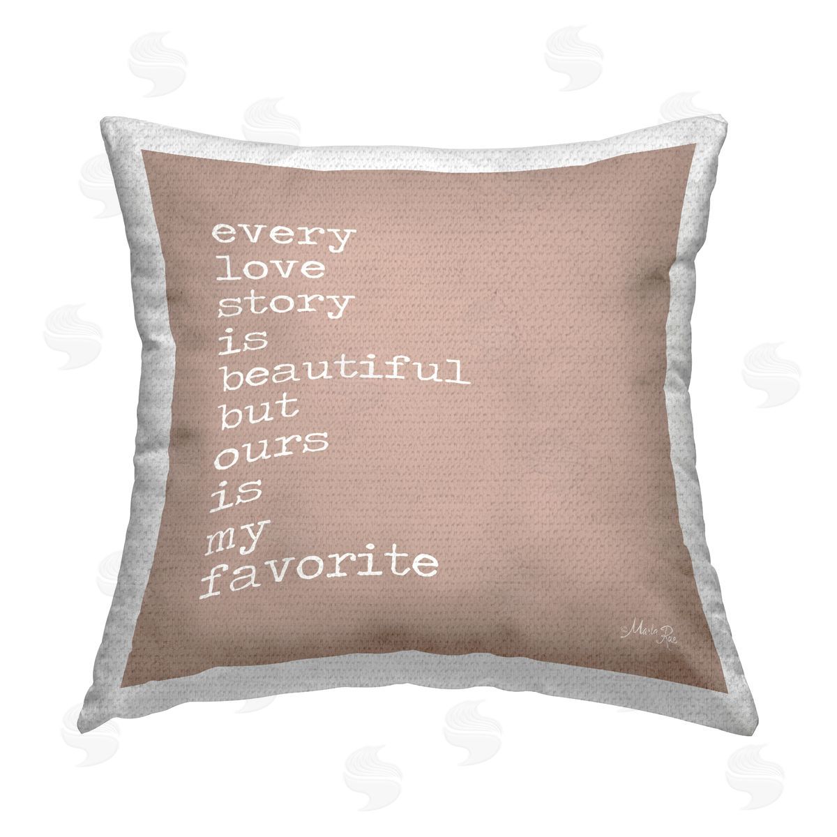 Marla Rae Beige Romance Phrase Outdoor Quick-Dry Polyester Printed Throw Pillow