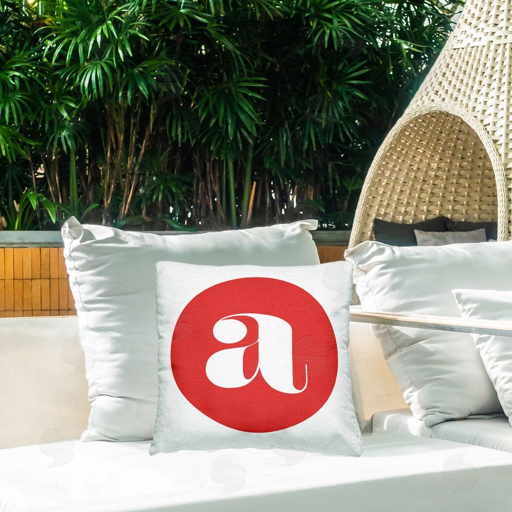 Stupell Studio Red Initial A Outdoor Quick-Dry Polyester Printed Throw Pillow in Back Yard