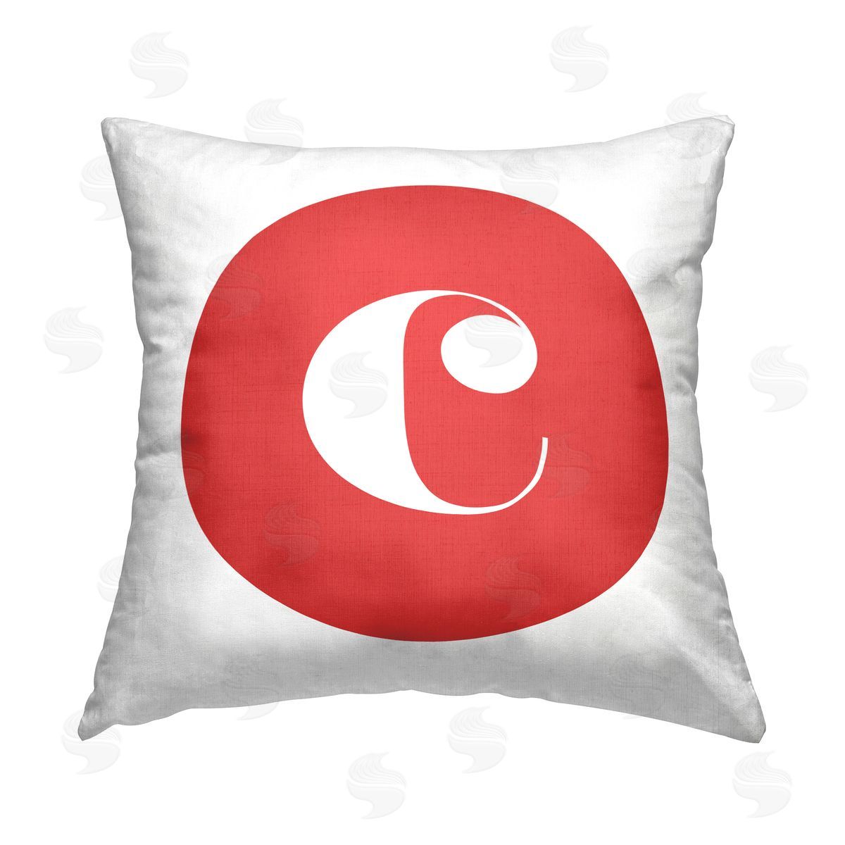 Stupell Studio Red Initial C Printed Plush Polyester Throw Pillow