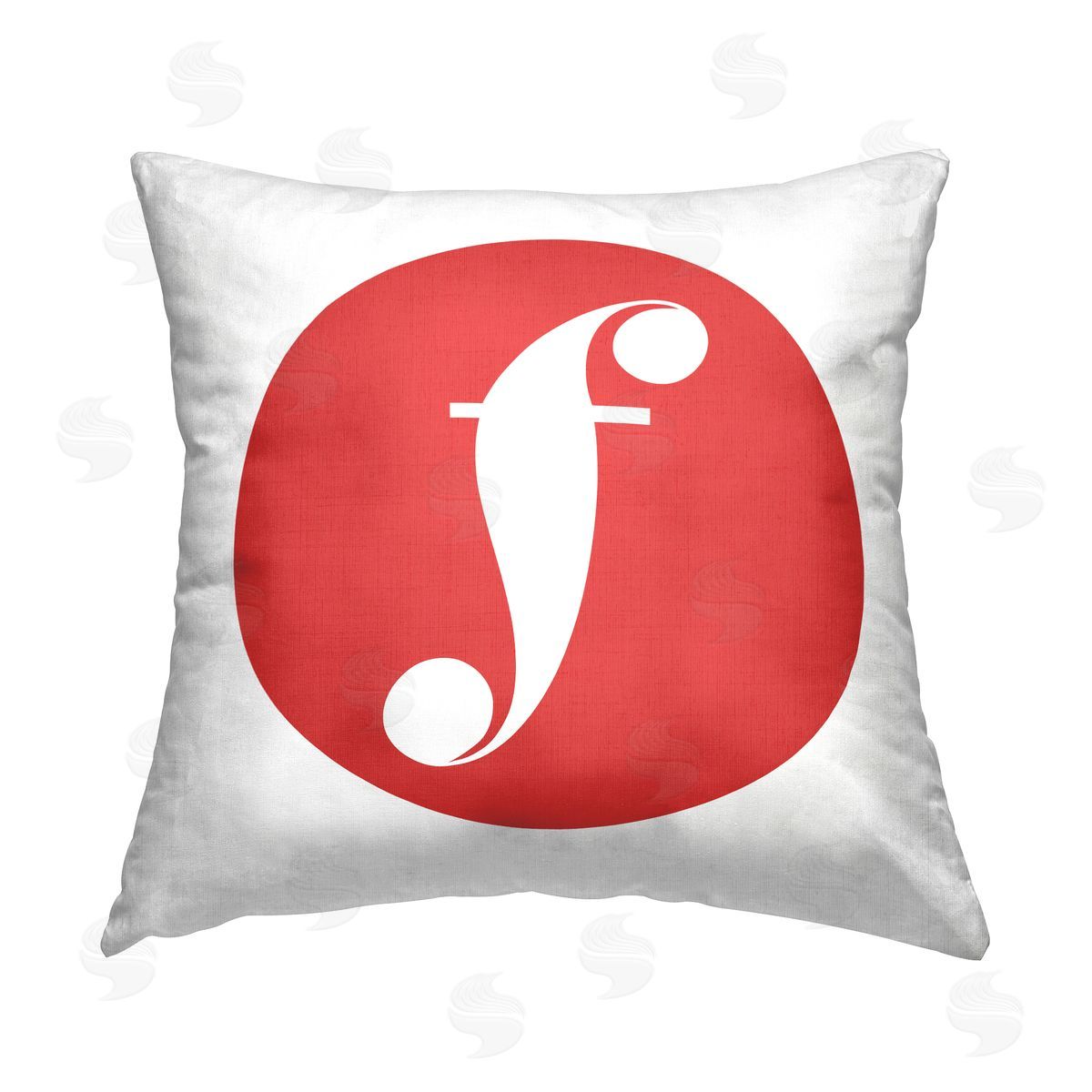 Stupell Studio Red Initial F Printed Plush Polyester Throw Pillow